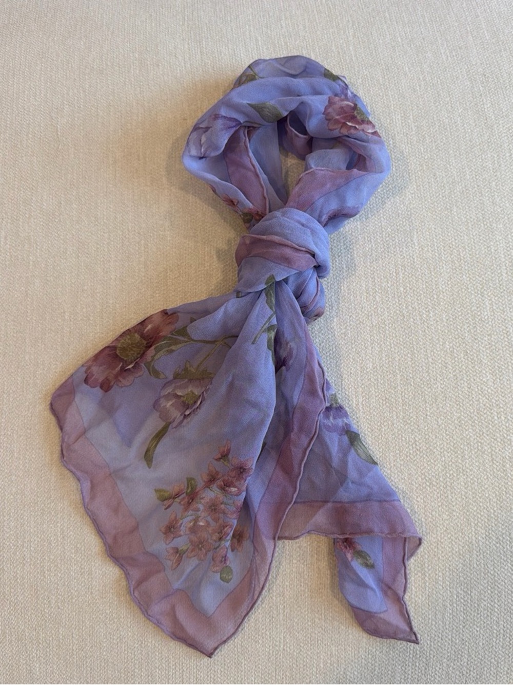 bill blass Lavender Floral Chiffon Scarf